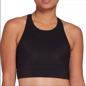 Medium Ribbed high neck cross strap sports bra top by Calia Carrie Under…